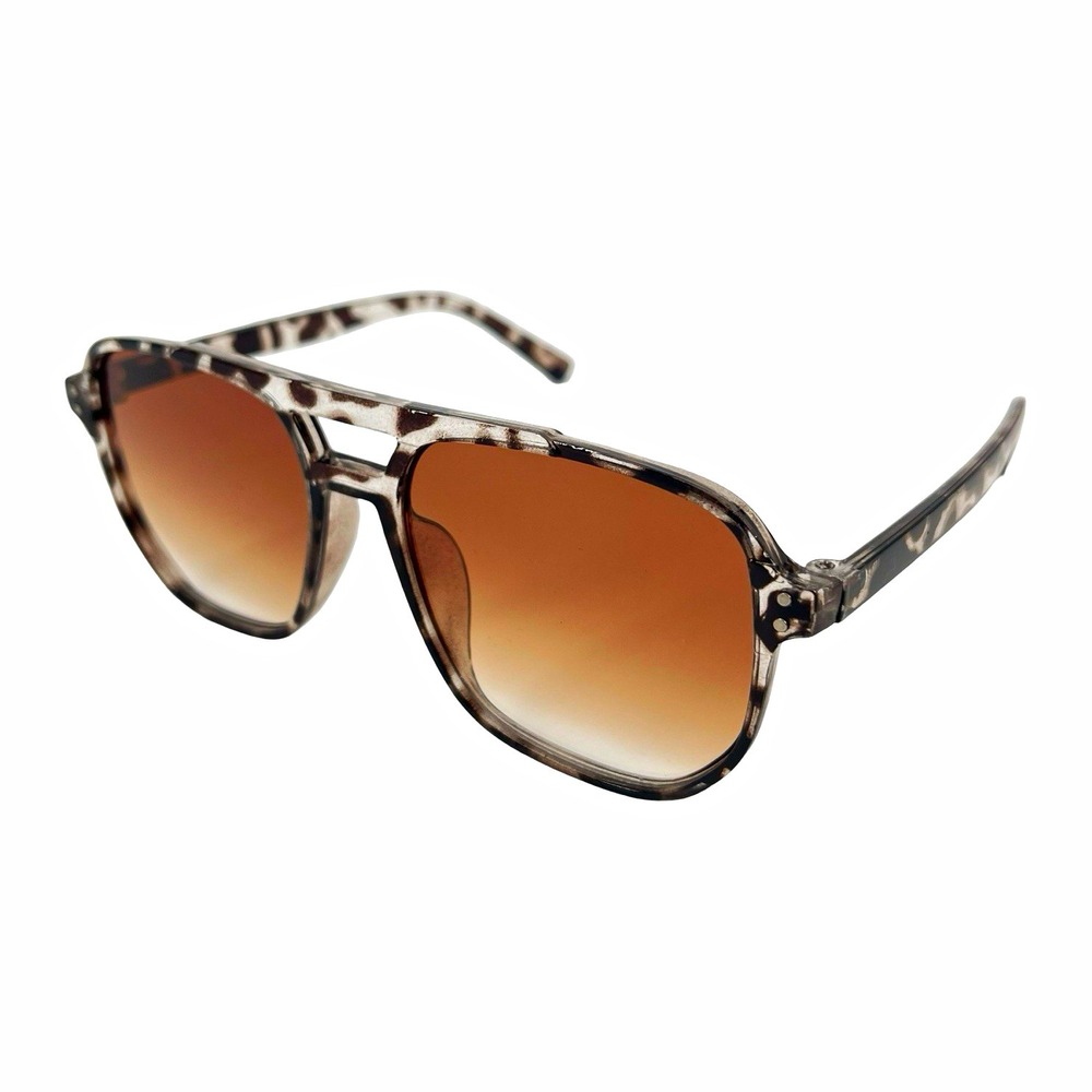 Women Oversized Square Sunglasses Black Plastic Frame Brown Gradient Tinted Lens